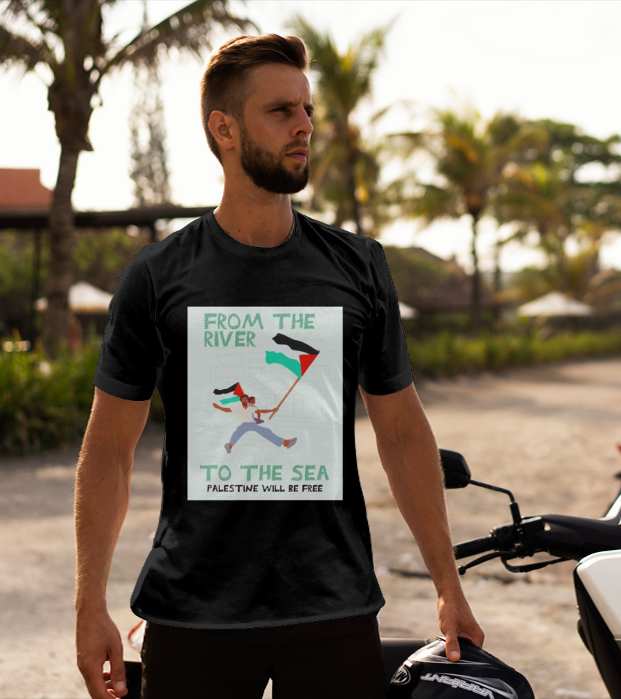 From The River To The Sea Palestine Will Be Free Flag Person Holding Child T-Shirt
