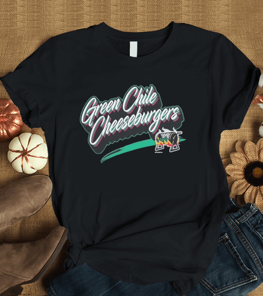 Green Chile Cheeseburgers 2026 Grilling Icon Flame T-Shirt