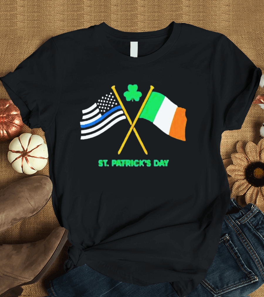 St. Patrick's Day American And Irish Flag Shamrock Celebration T-Shirt
