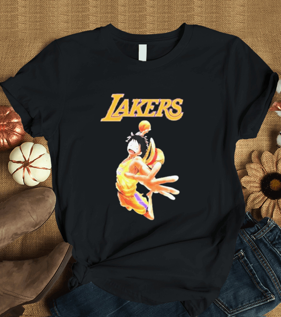 One Piece Luffy Basketball Lakers Crossover Collaboration T-Shirt