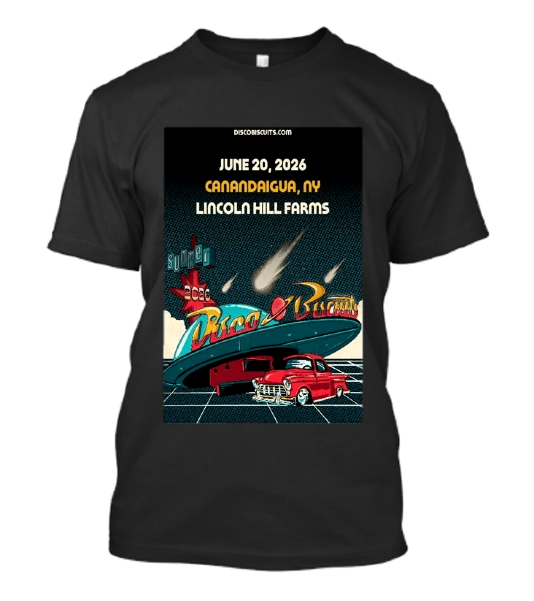 Disco Biscuits June 20 2026 Canandaigua NY Lincoln Hill Farms Summer Tour T-Shirt