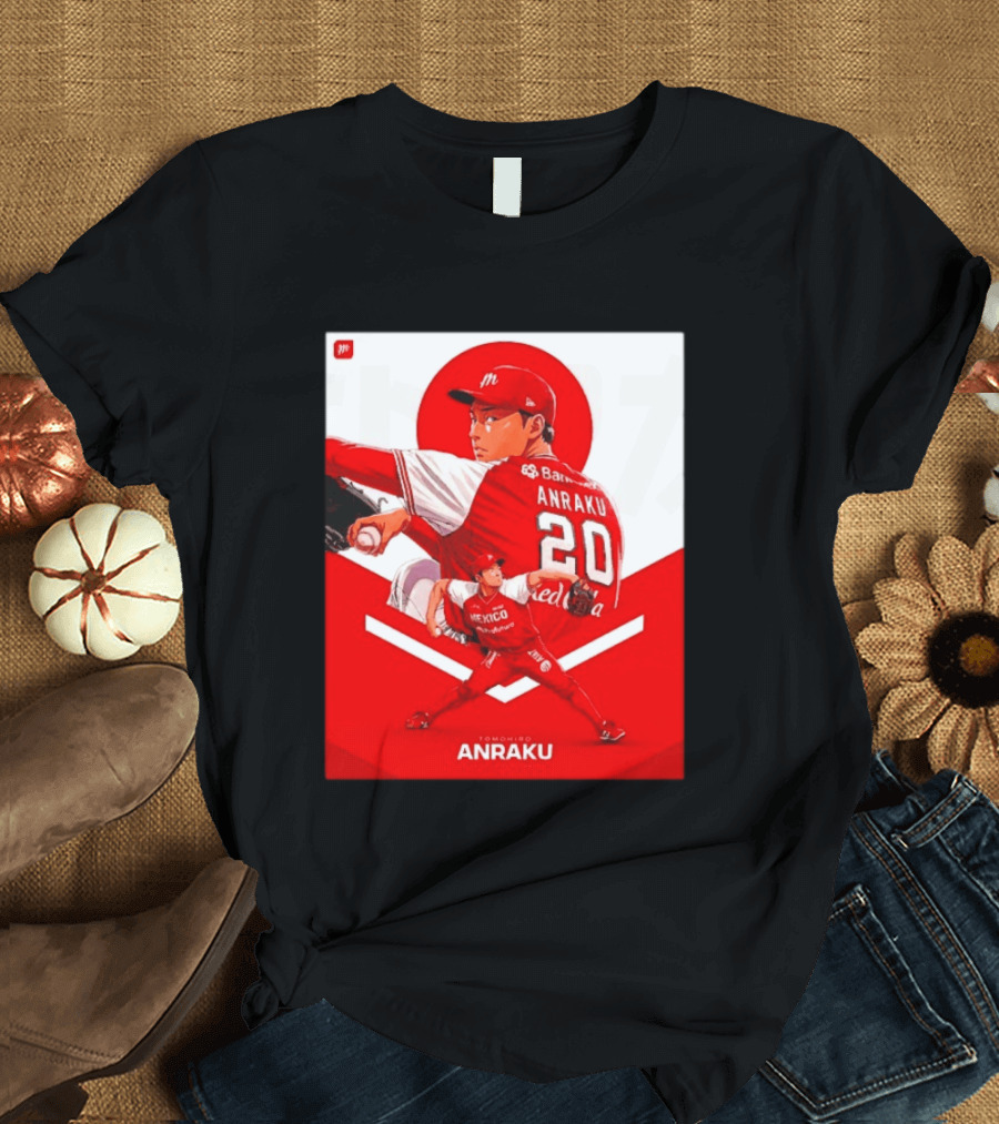Tomohiro Anraku Diablos Rojos México Baseball Pitcher 20 Red Uniform T-Shirt