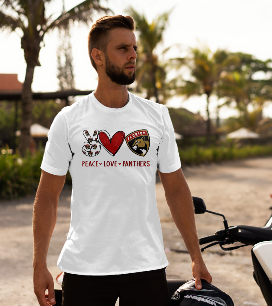 Peace Heart Florida Panthers NHL Fan Gear T-Shirt