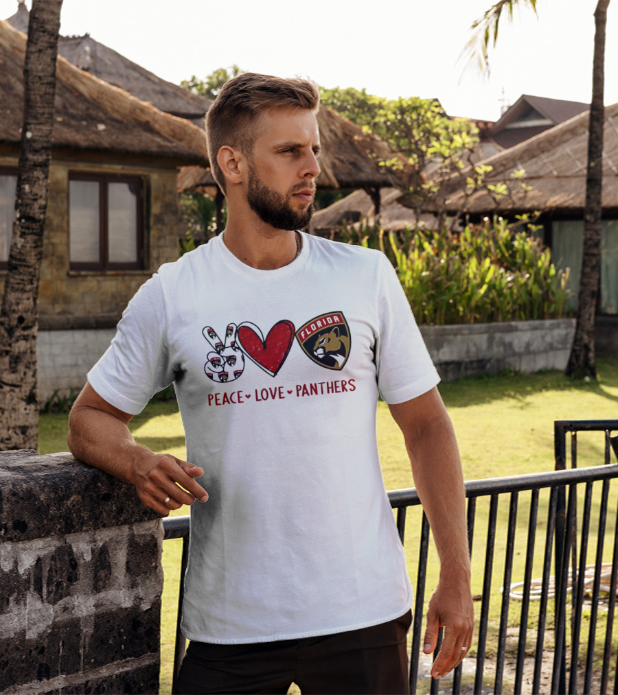 Peace Heart Florida Panthers NHL Fan Gear T-Shirt