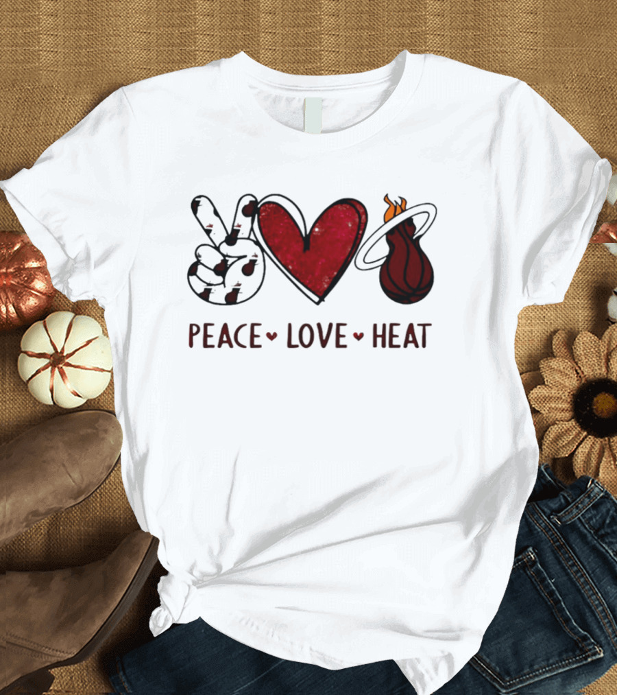 Peace Love Miami Heat Basketball Team Fandom T-Shirt