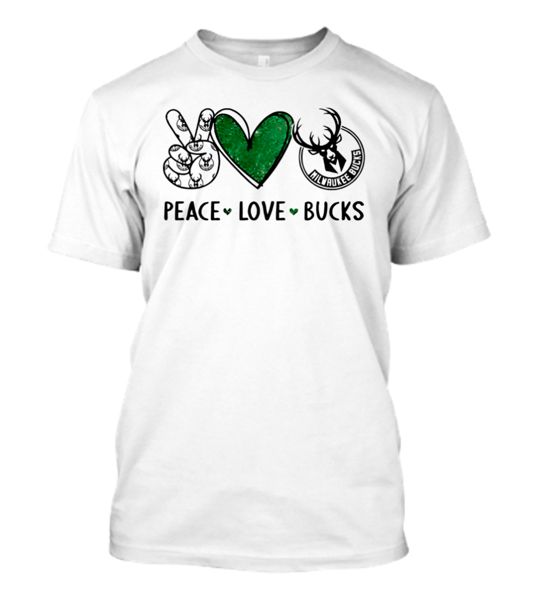 Peace Love Milwaukee Bucks NBA Basketball Team Fan T-Shirt