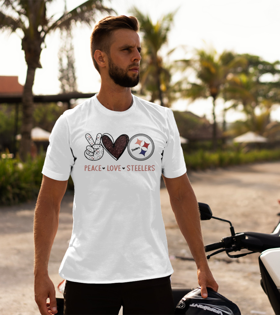 Peace Love Steelers NFL Team Symbol Fan T-Shirt