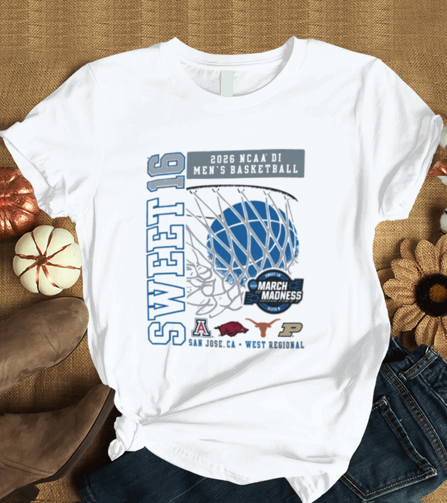Sweet 16 March Madness 2026 NCAA DI Men's Basketball Tournament San Jose CA West Regional T-Shirt