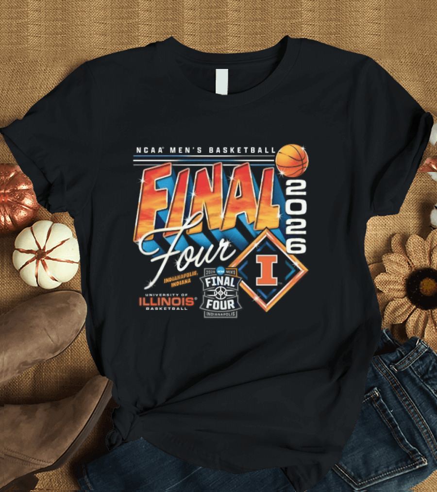 NCAA Men's Basketball Final Four 2026 Illinois Championship Hoops T-Shirt