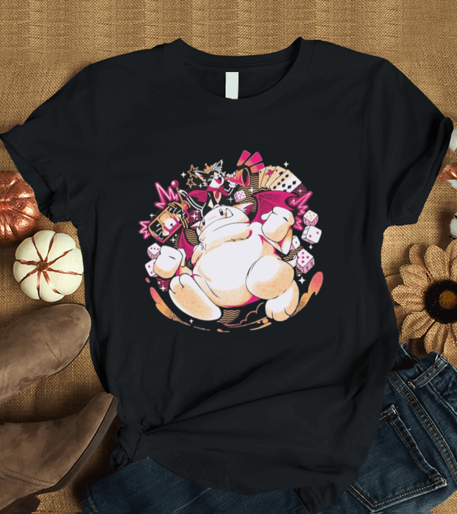 Fortune Favors The Cait Pop Culture Magical Creature With Cards Dice And Mystical T-Shirt