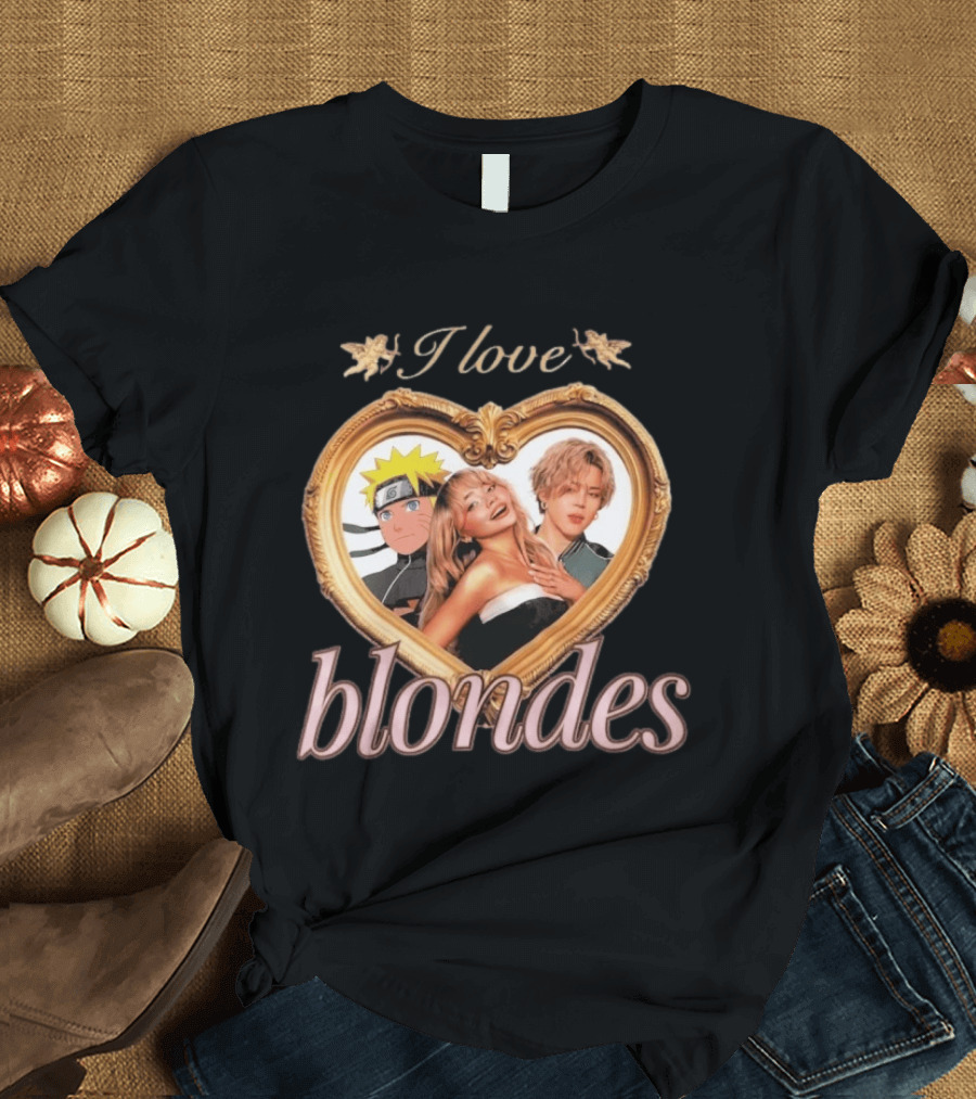 I Love Blondes Naruto Sabrina Carpenter Heart Frame T-Shirt