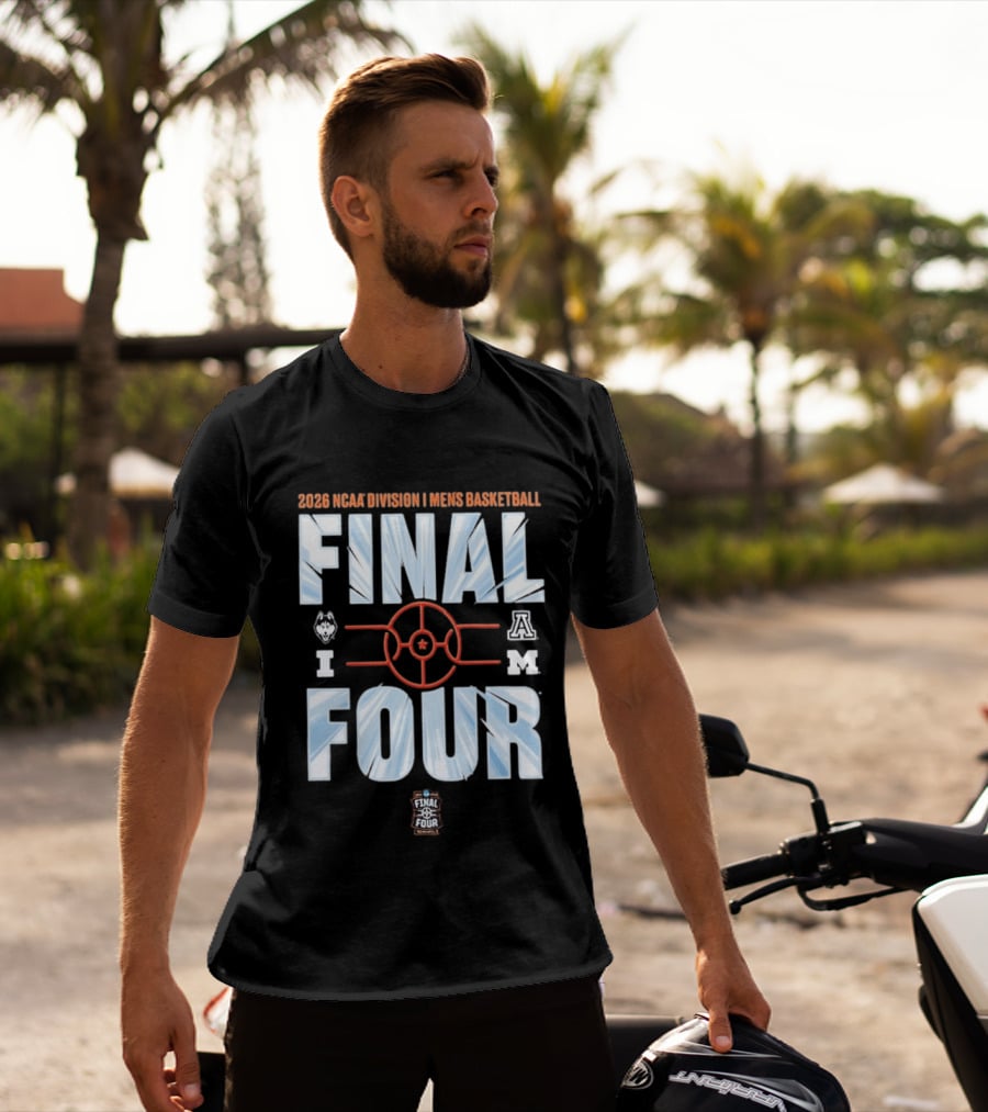 2026 NCAA Division I Men's Basketball Final Four With UConn Arizona And Michigan Logos T-Shirt