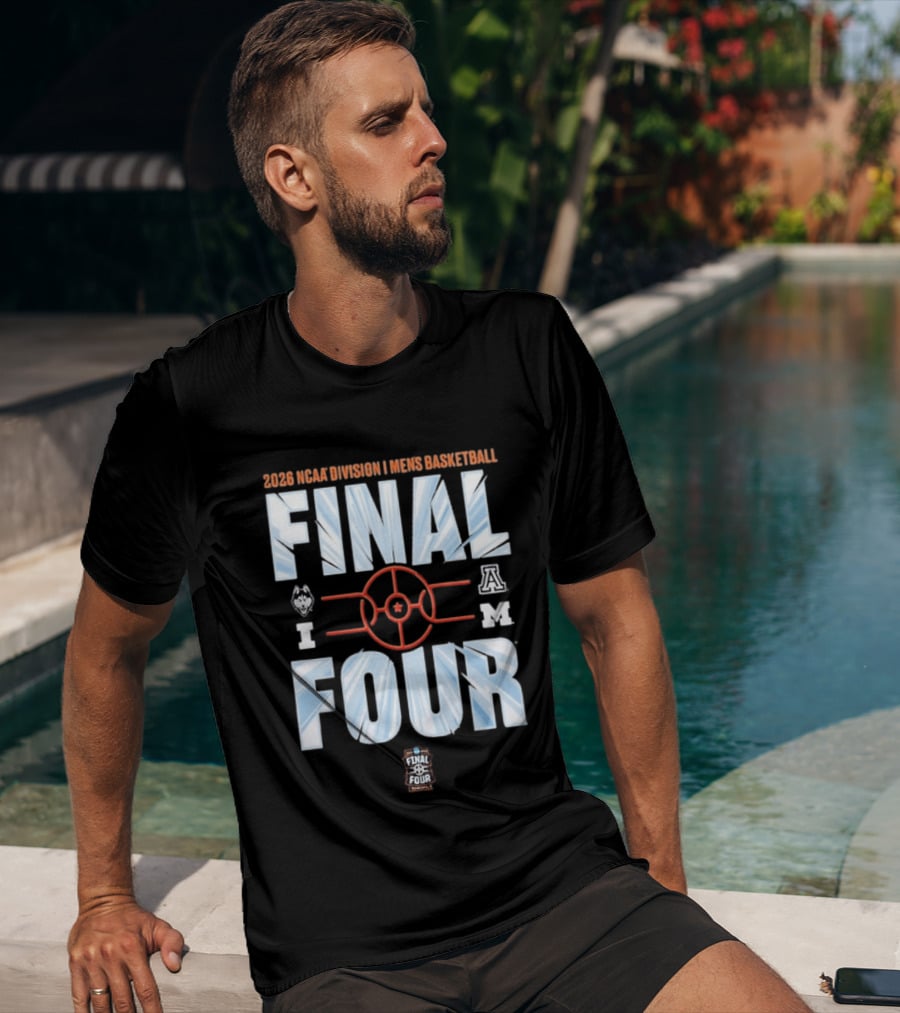 2026 NCAA Division I Men's Basketball Final Four With UConn Arizona And Michigan Logos T-Shirt