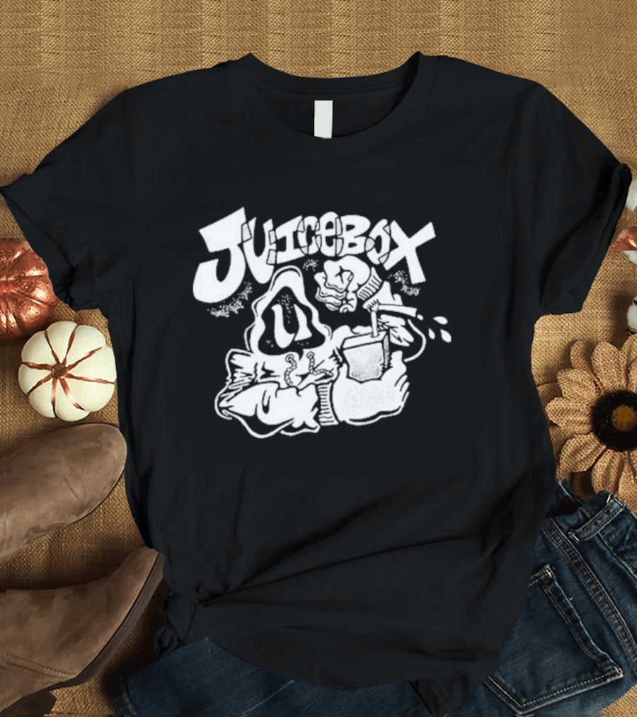 Juicebox Juice Crew Retro Cartoon Character With Drink And Fruit T-Shirt