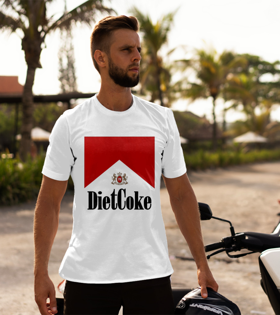Diet Coke Marlboro Cigarettes Red V Shape PM Crest T-Shirt