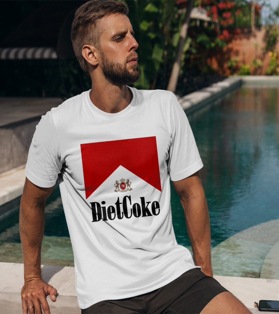 Diet Coke Marlboro Cigarettes Red V Shape PM Crest T-Shirt