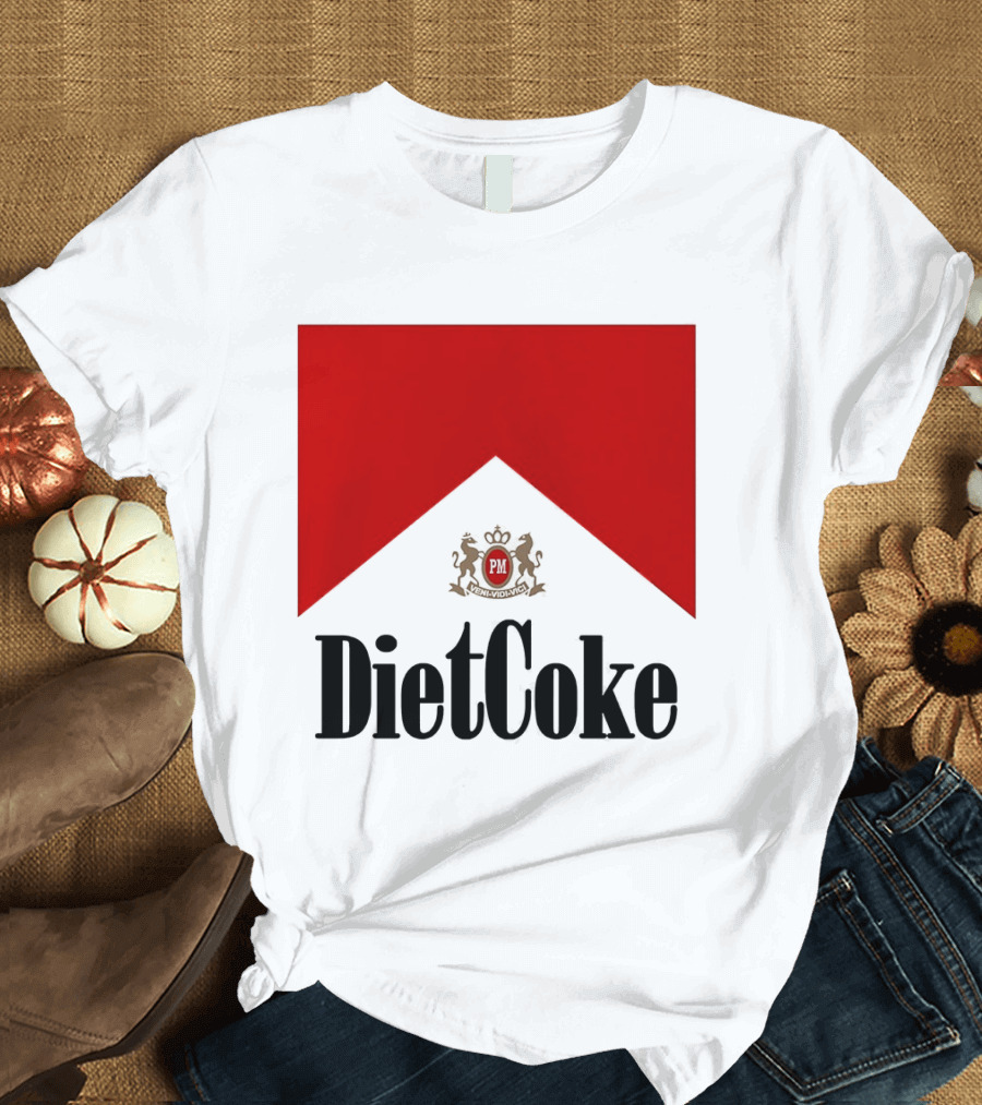 Diet Coke Marlboro Cigarettes Red V Shape PM Crest T-Shirt