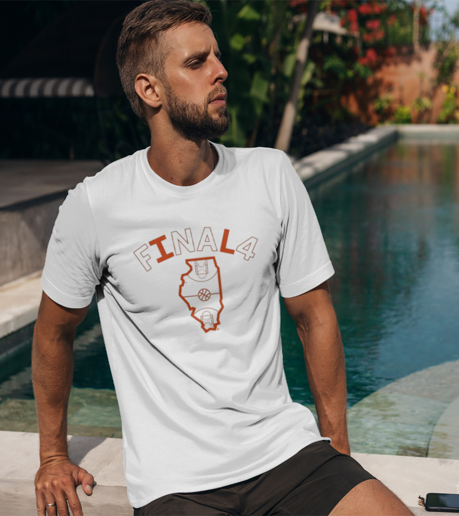 Illinois Men's Basketball Final 4 State Map T-Shirt