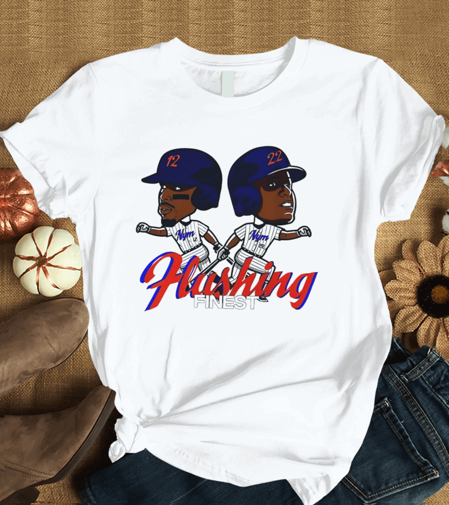 Juan Soto Vs Francisco Lindor Flushing Finest New York Mets Baseball Caricature T-Shirt