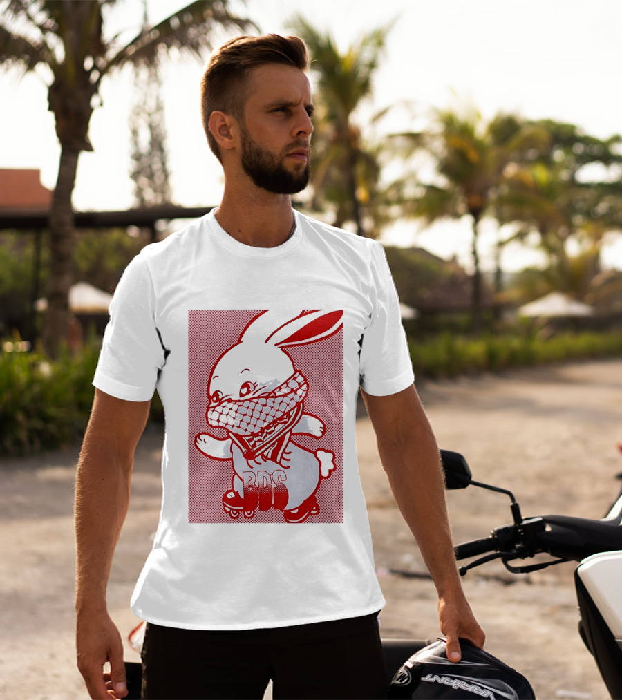 BDS Palestine Bunny With Keffiyeh And Roller Skates T-Shirt