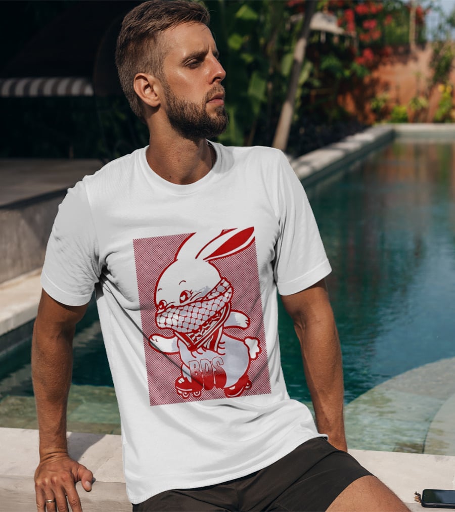 BDS Palestine Bunny With Keffiyeh And Roller Skates T-Shirt