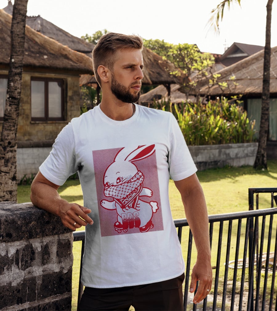 BDS Palestine Bunny With Keffiyeh And Roller Skates T-Shirt