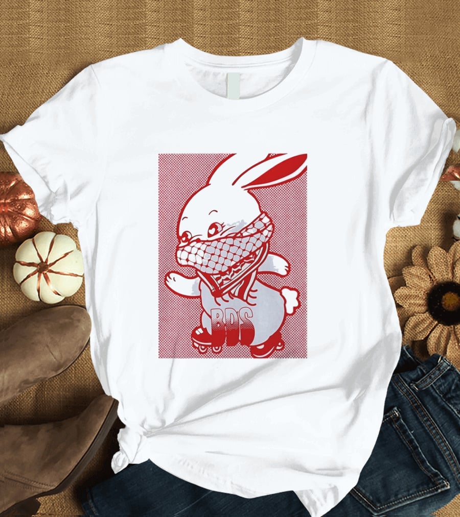 BDS Palestine Bunny With Keffiyeh And Roller Skates T-Shirt
