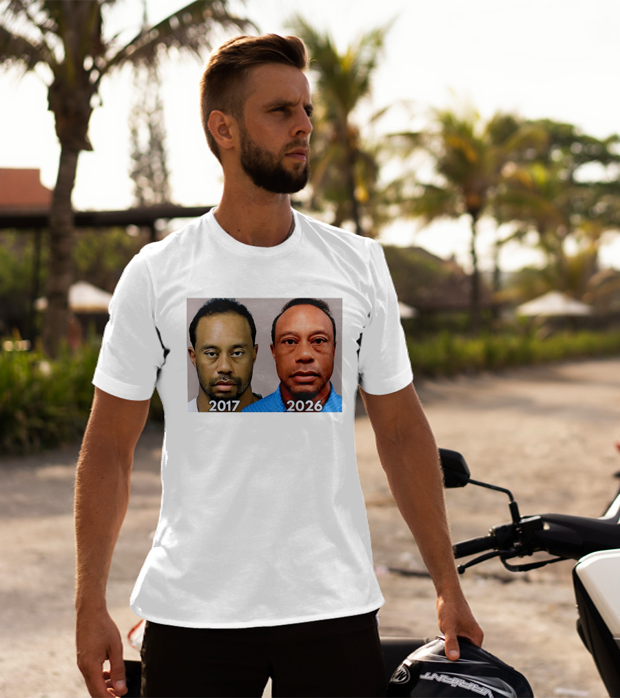 Tiger Woods Shot 2017 And 2026 Comparison T-Shirt