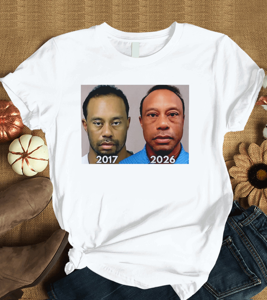 Tiger Woods Shot 2017 And 2026 Comparison T-Shirt