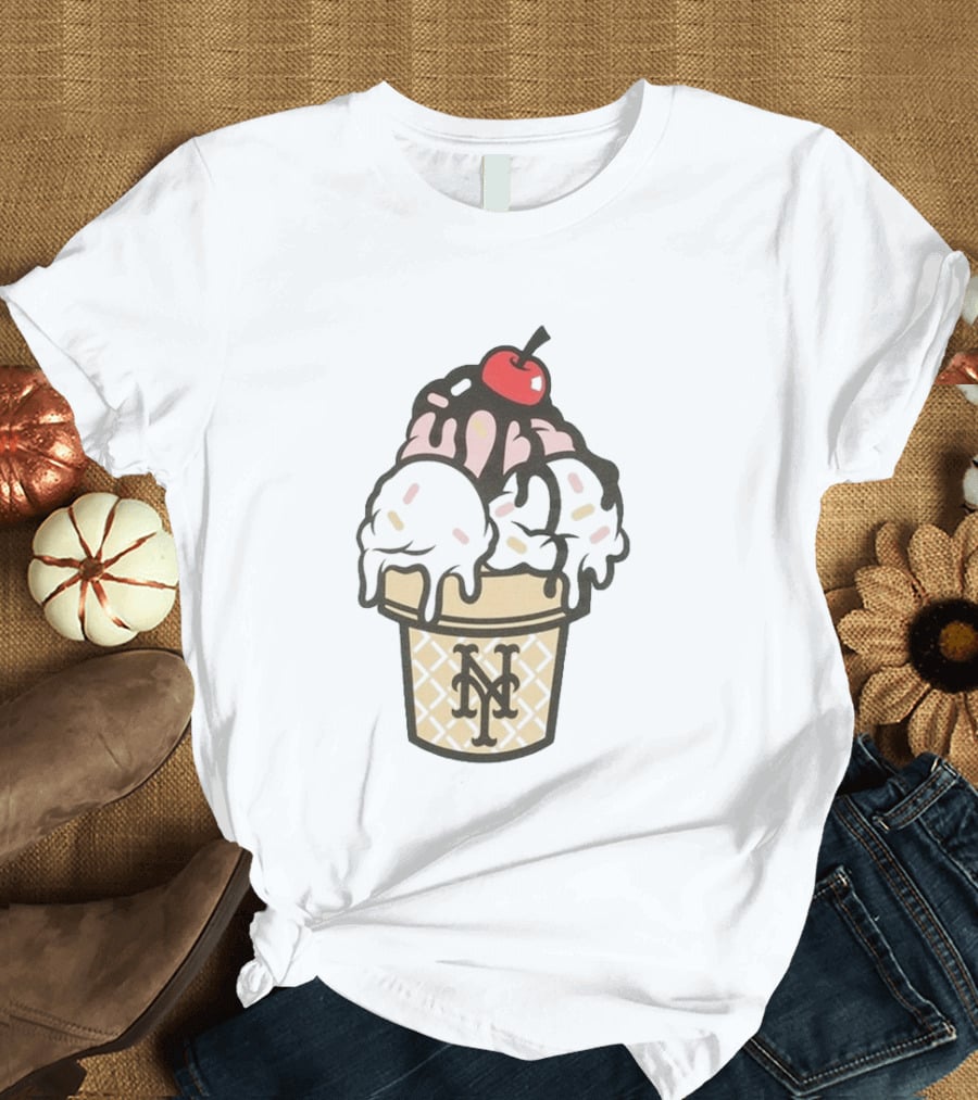 New York Mets Ice Cream Sundae Frozen Treats Cone T-Shirt