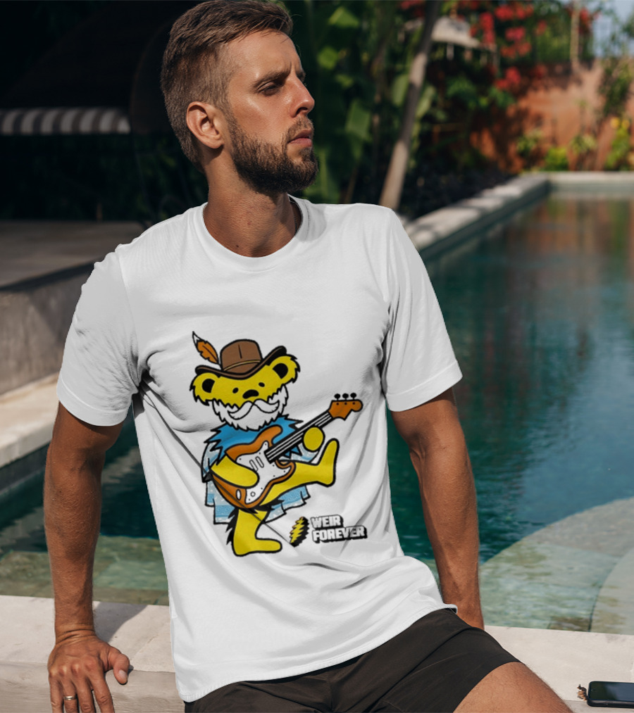 Weir Forever Blue Bear Playing Guitar T-Shirt