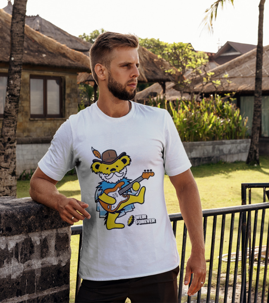 Weir Forever Blue Bear Playing Guitar T-Shirt