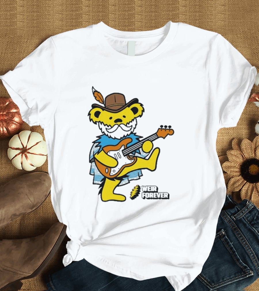 Weir Forever Blue Bear Playing Guitar T-Shirt