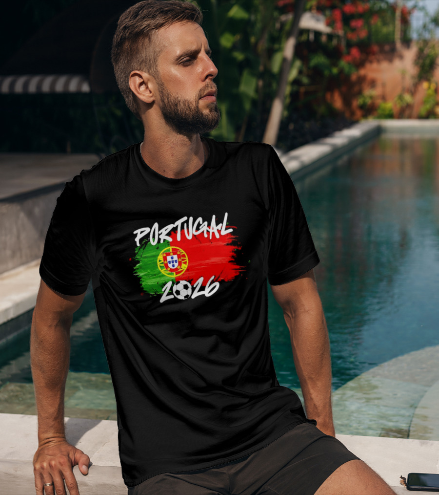 Portugal 2026 Flag With Soccer Ball Paintbrush T-Shirt