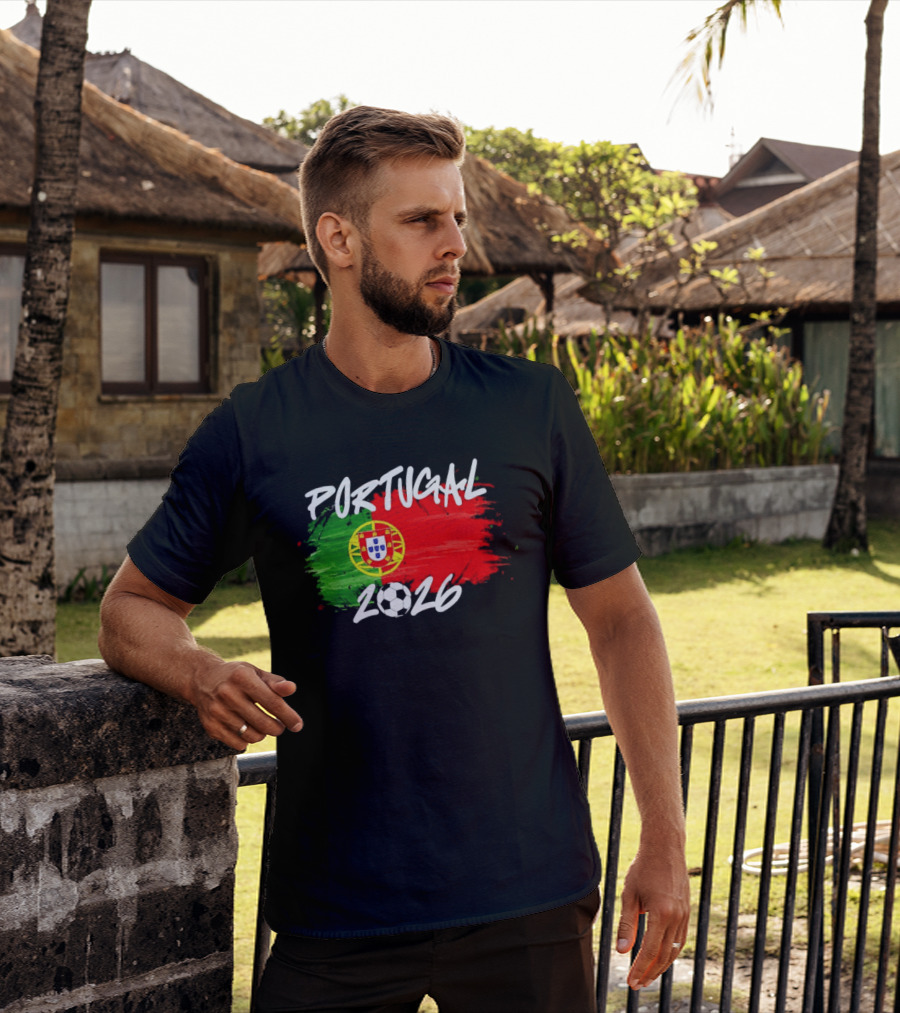 Portugal 2026 Flag With Soccer Ball Paintbrush T-Shirt