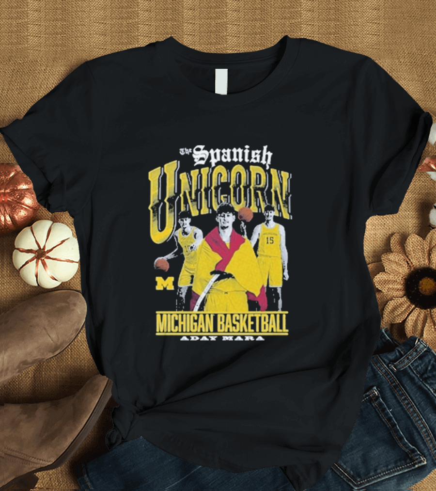 Spanish Unicorn Michigan Basketball Aday Mara Players With Basketball T-Shirt
