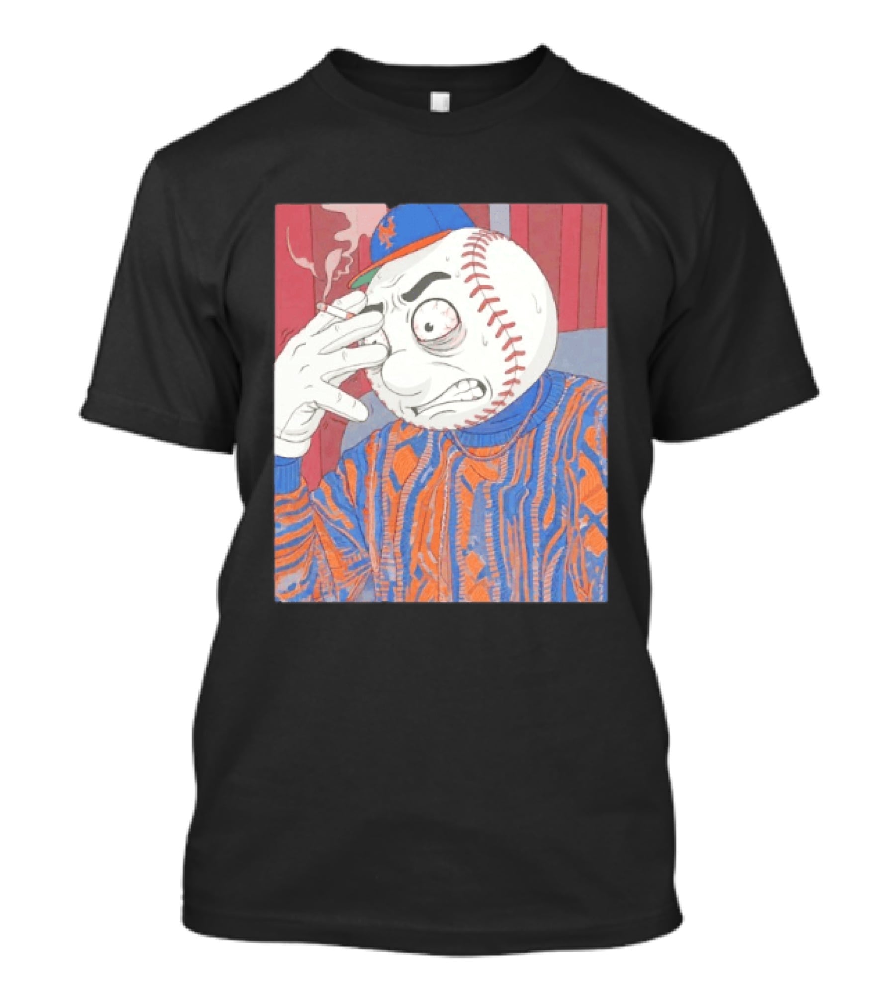 Mr. Met Stressed Smoking New York Mets Baseball Fan T-Shirt