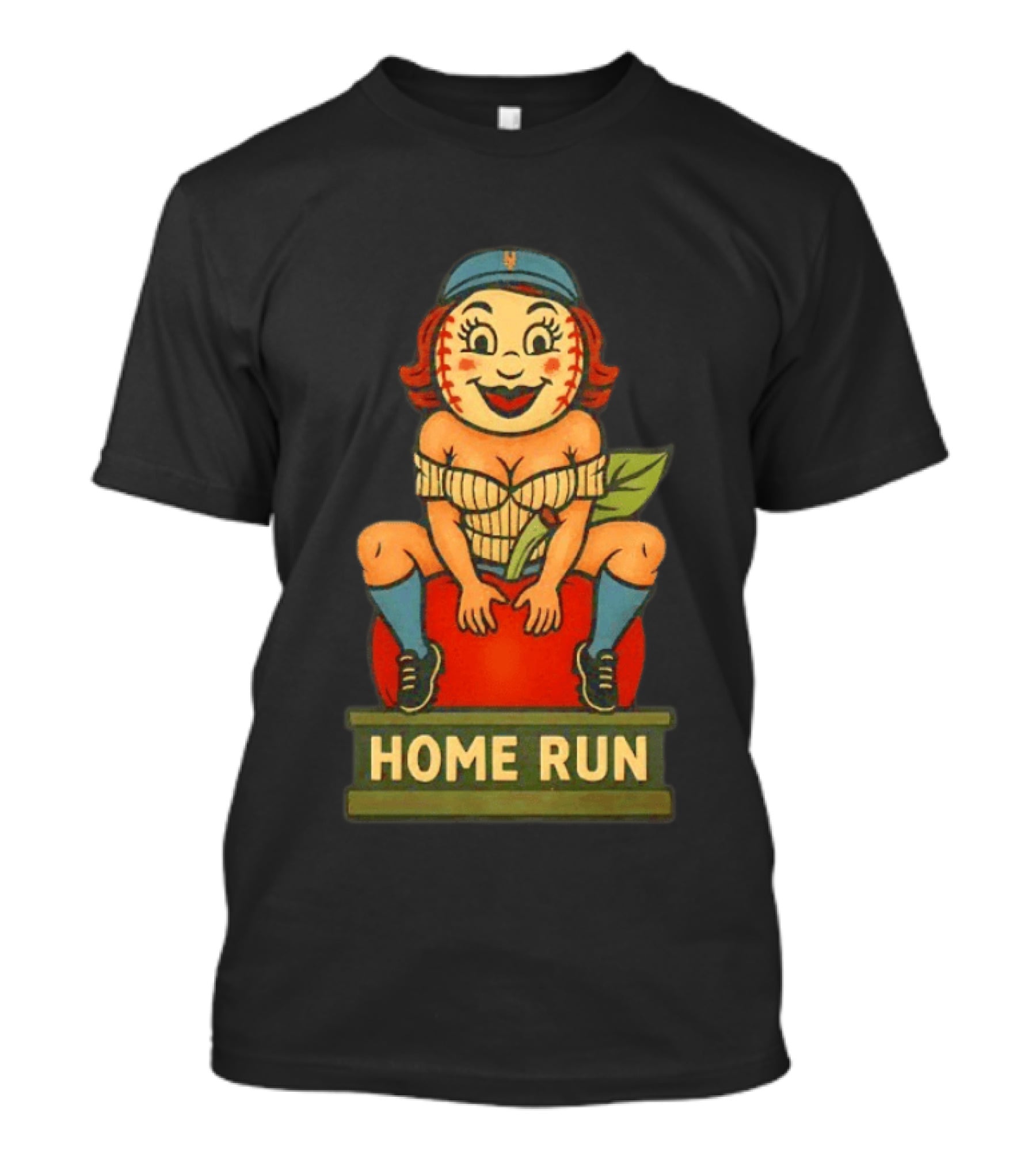 Mrs Met Home Run New York Mets Vintage Baseball Pin Up T-Shirt