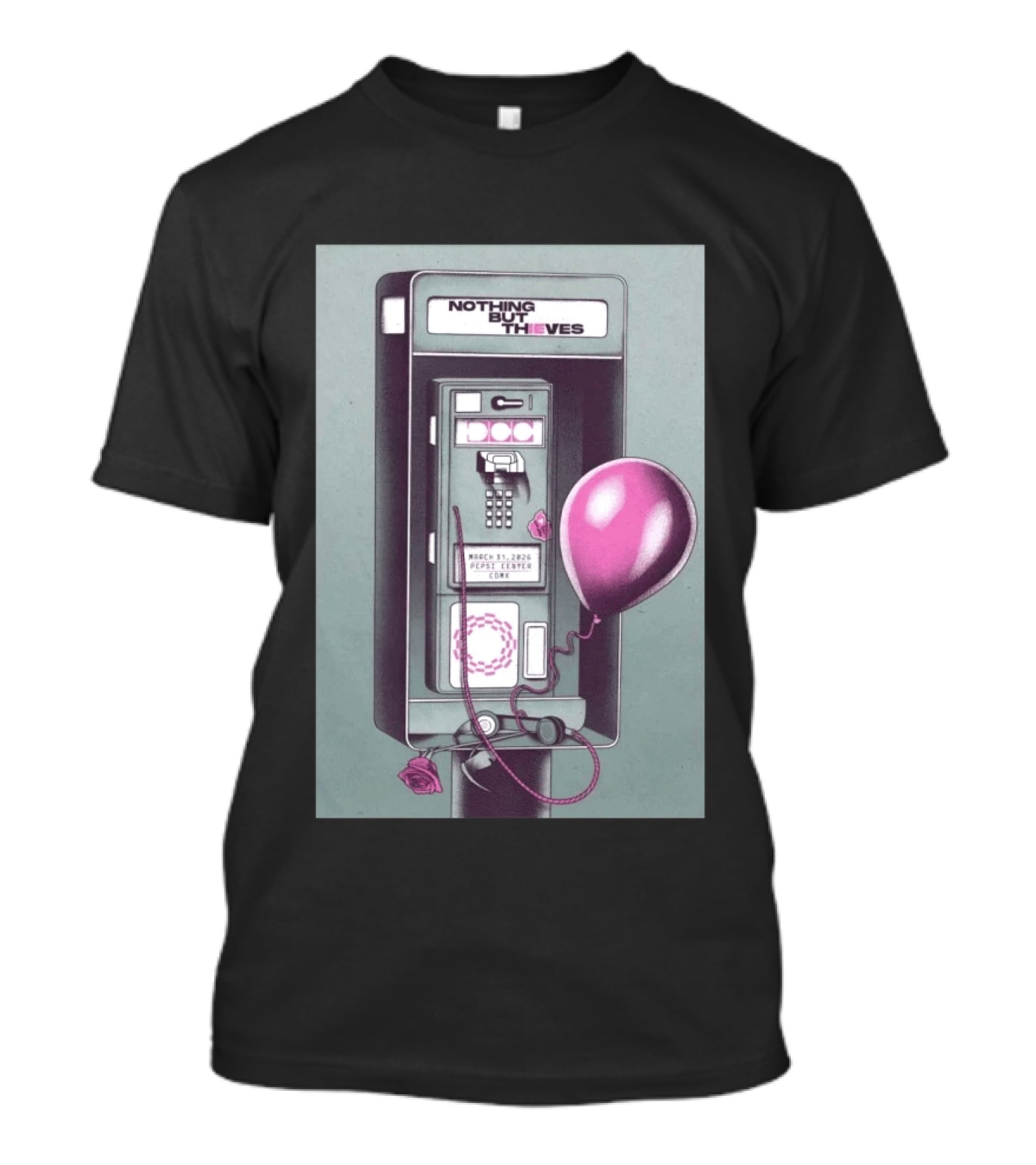 Nothing But Thieves March 31 2026 Mexico City Pepsi Center Concert Phone Booth Balloon Roses T-Shirt