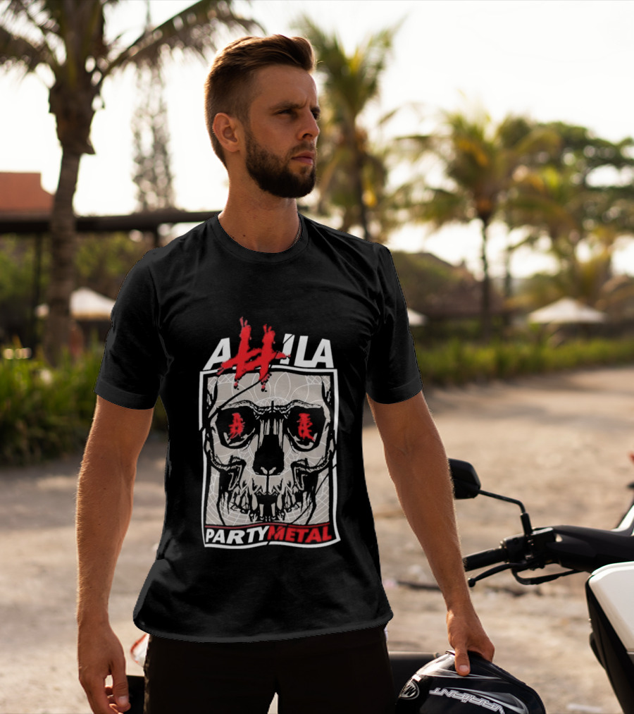 Attila Skull Party Metal Graphic With Red Accents T-Shirt