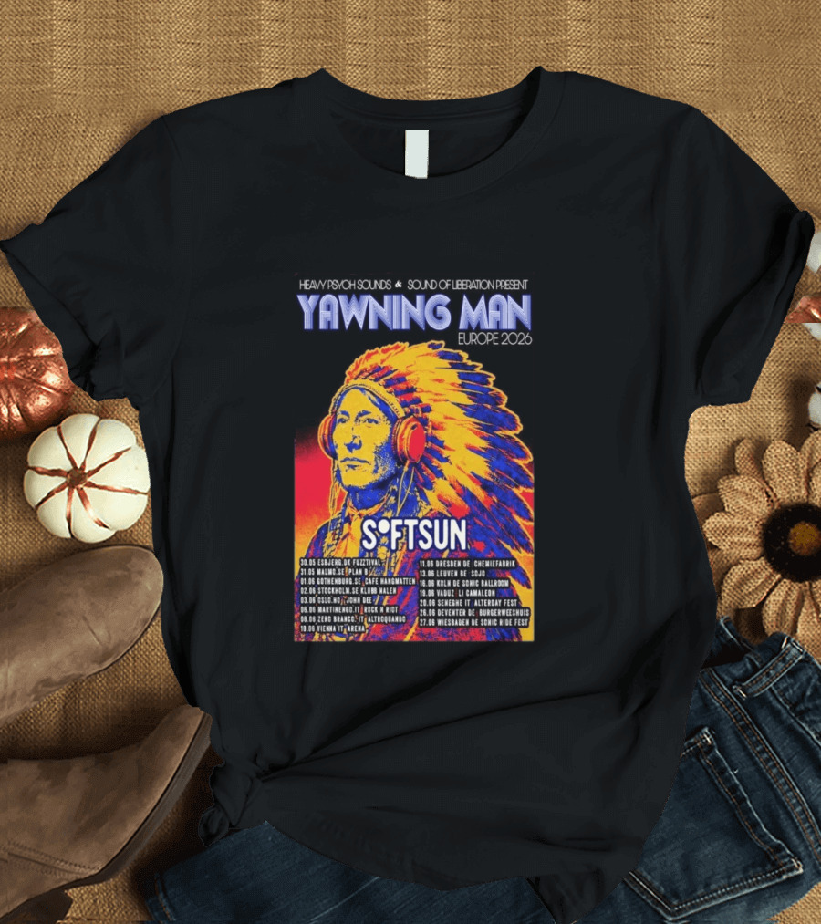 Heavy Psych Sounds Yawning Man Softsun Europe 2026 Tour T-Shirt