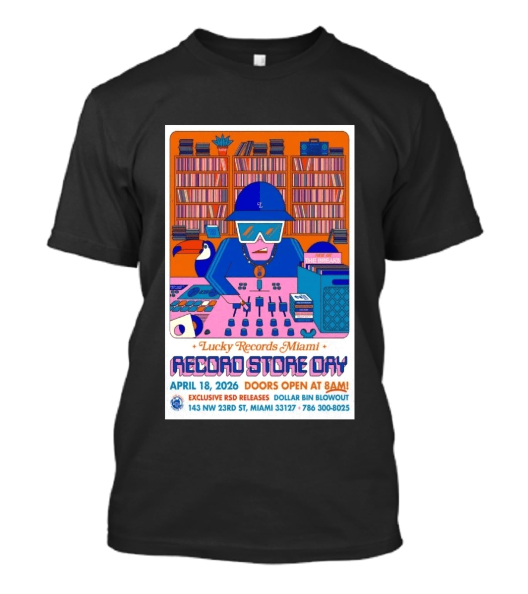 Lucky Records Miami Record Store Day April 18 2026 Exclusive RSD Releases Dollar Bin Blowout T-Shirt