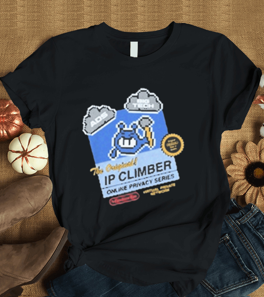 The Original IP Climber Online Privacy Series Retro Tech AOS Pixel Gaming T-Shirt