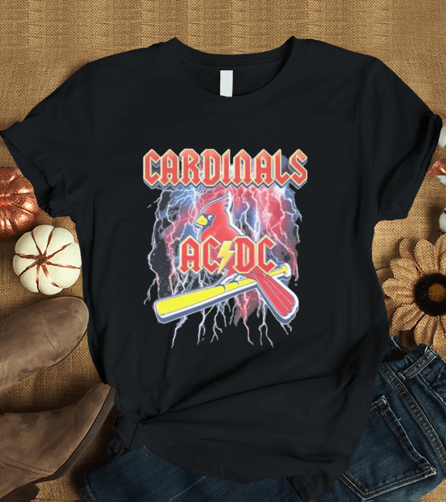 Cardinals AC DC Lightning Bat Baseball T-Shirt