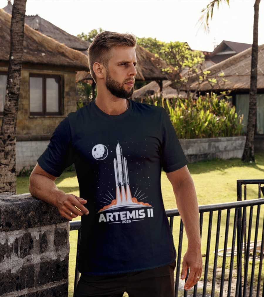 Artemis II 2026 Rocket Launch To The Moon With Spacecraft And Moon T-Shirt
