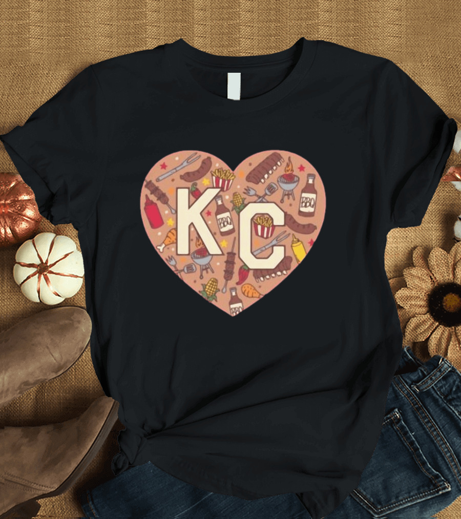 KC Heart BBQ With Grills Ribs And Sauce T-Shirt