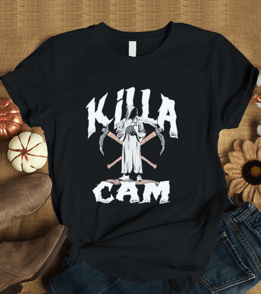 Killa Cam Schlittler New York Baseball Crossed Bats And Sickle T-Shirt