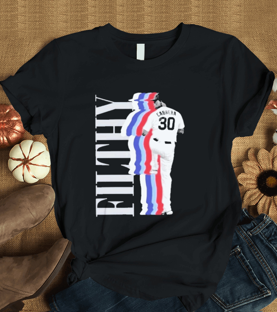 Obvious Edward Cabrera Filthy 30 Red Blue Streak Baseball T-Shirt