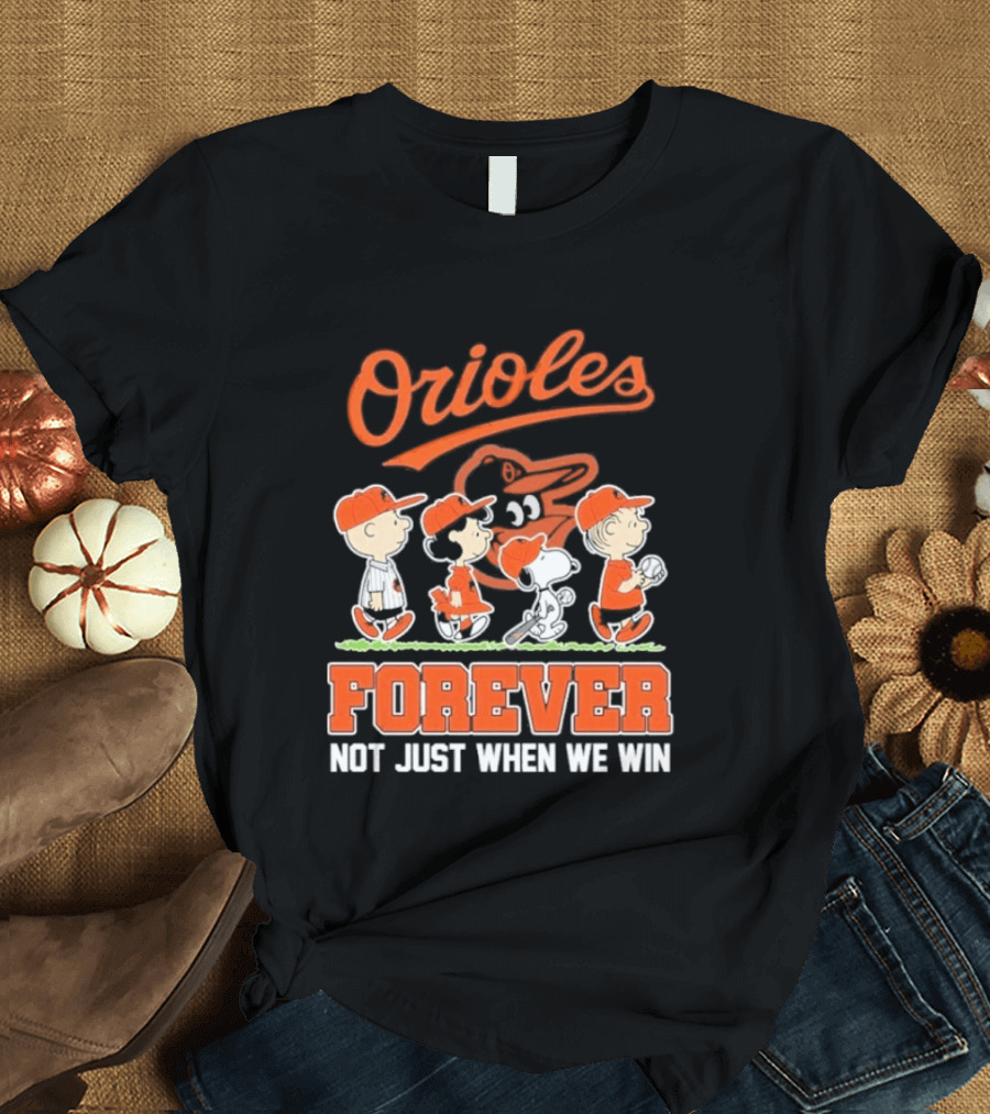 Orioles Forever Peanuts Characters Baseball Team Spirit T-Shirt
