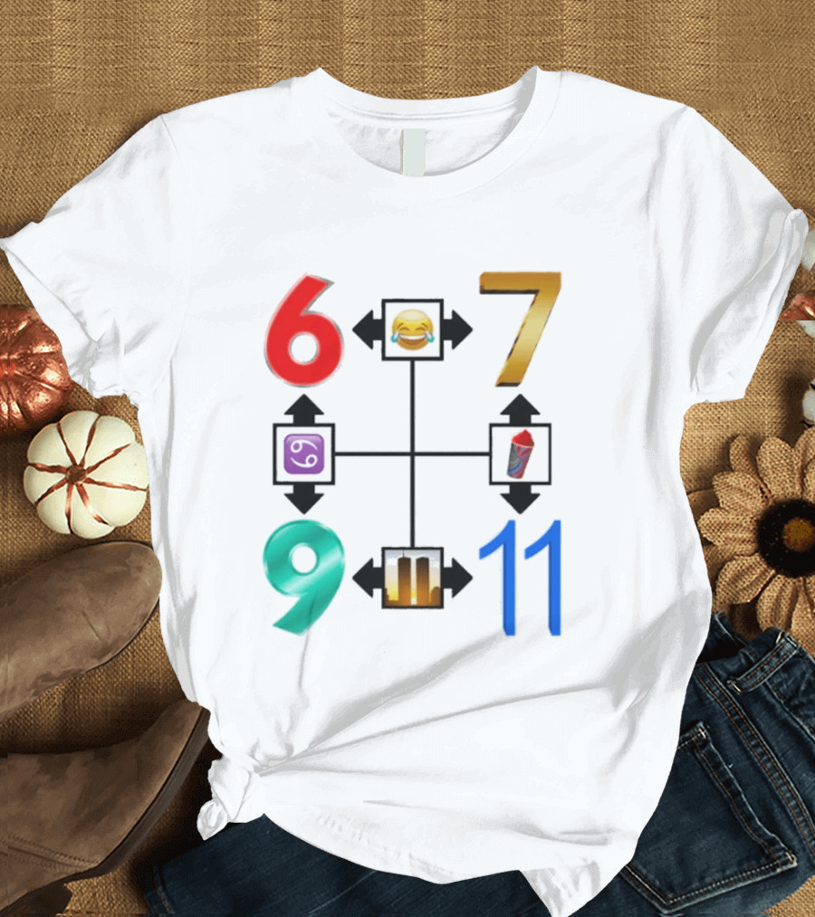 67 69 9 11 Emoji Directional Symbols With Laughing Face Crying Tears T-Shirt